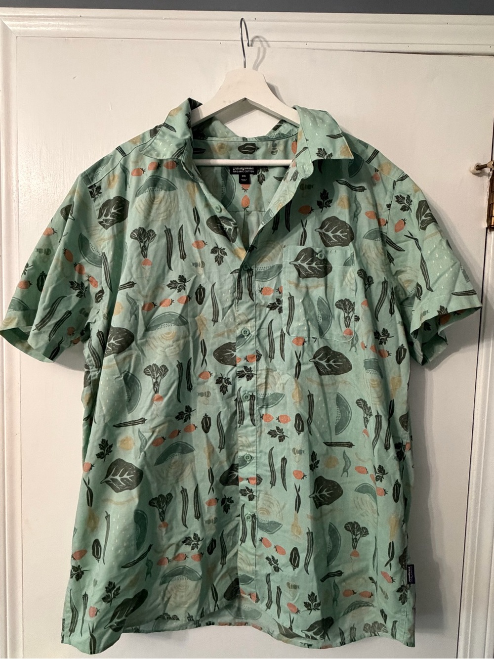 Patagonia Mint Green Botanical Short-Sleeve Button-Down Shirt